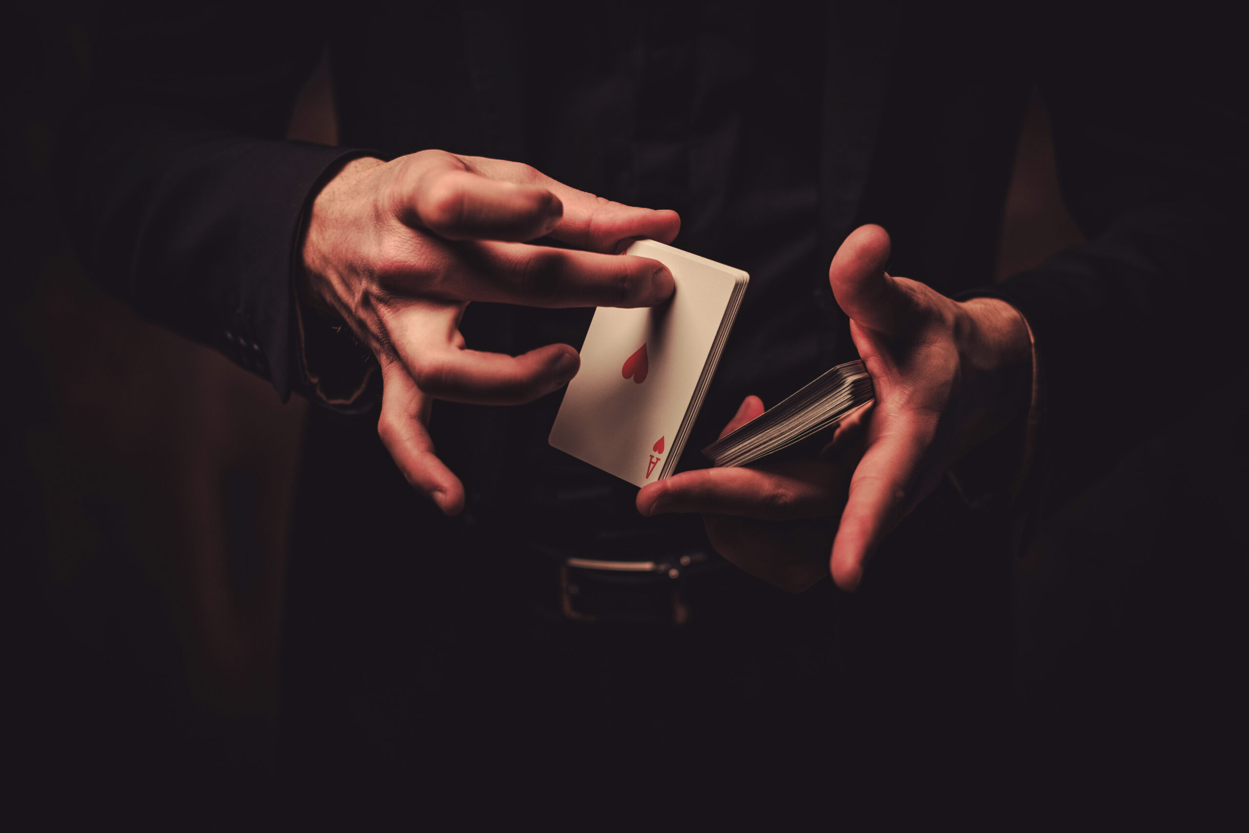 Man Performing Card Magic Trick